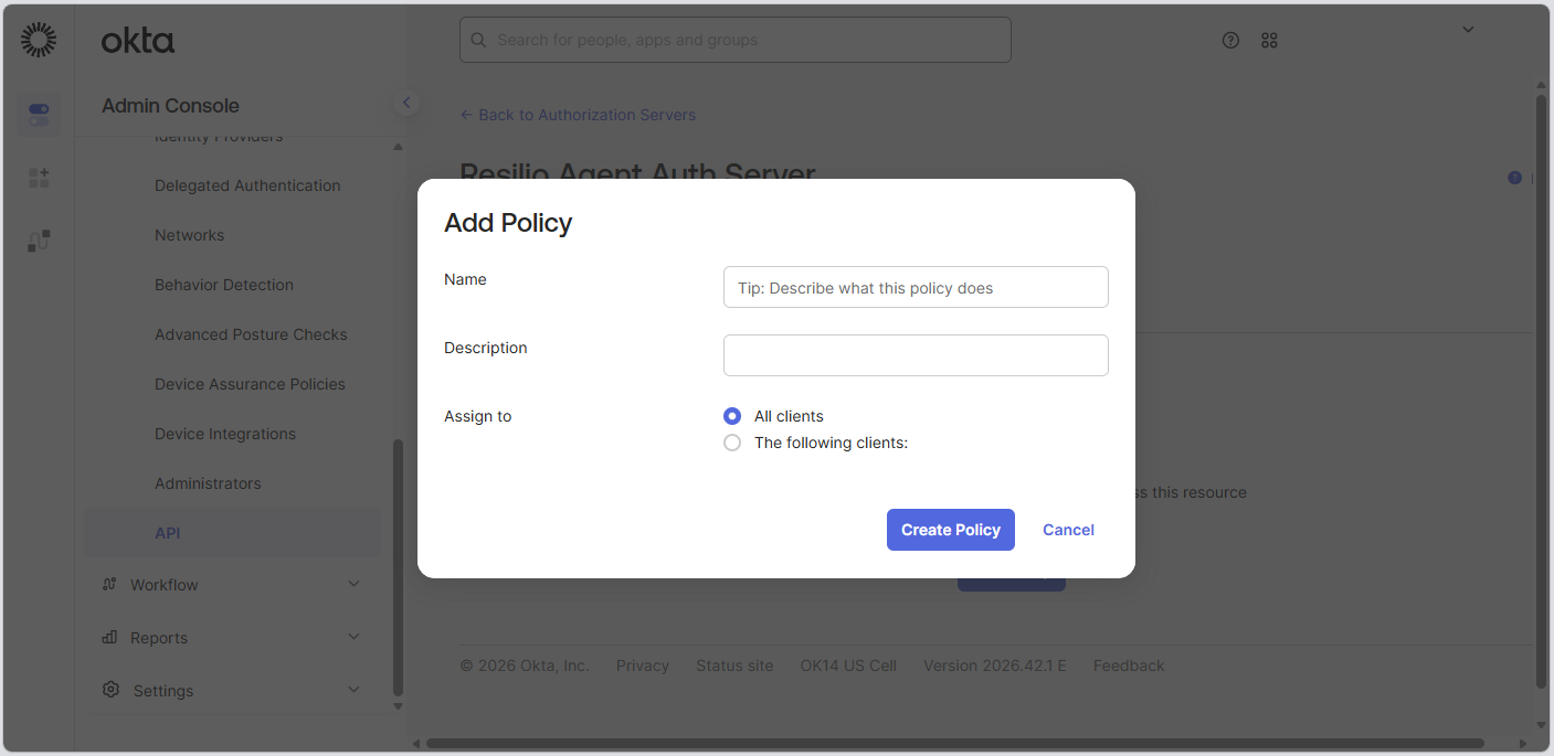 Okta Access Policy Form