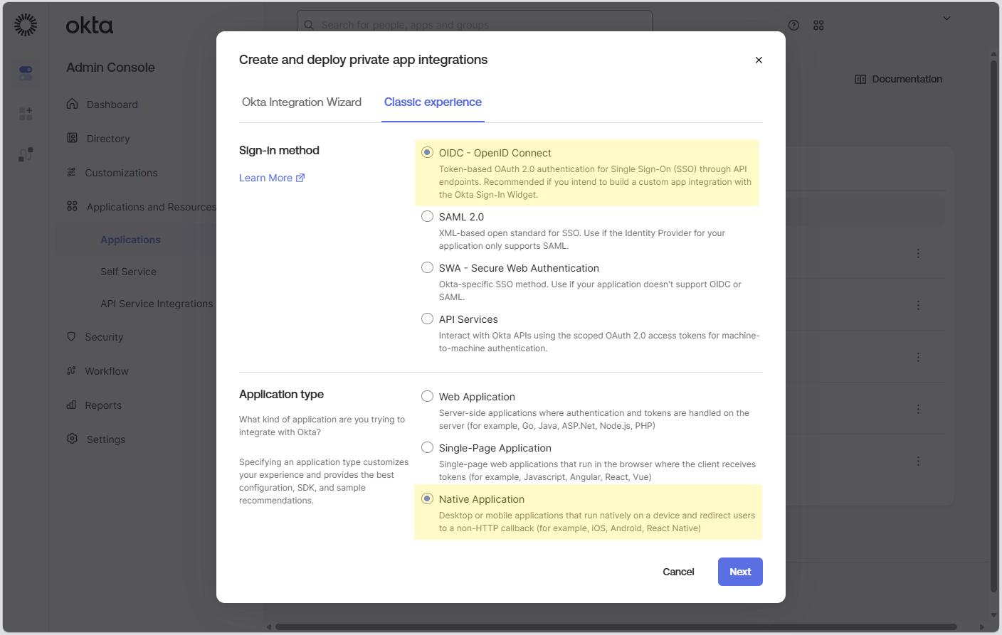 Okta OIDC Native App