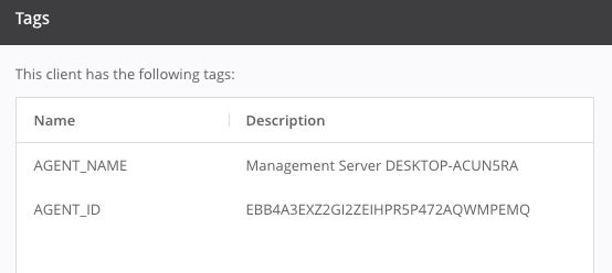 Agent Tags Error